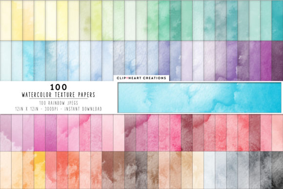 100 Watercolor Texture Digital Papers and Textures