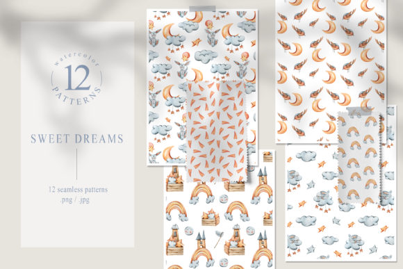 12 Watercolor Bunny Seamless Patterns