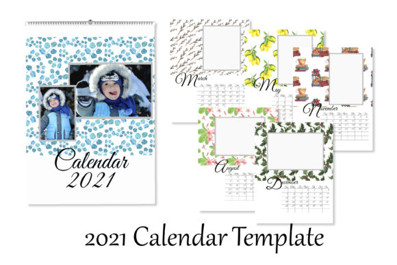 2021 Watercolor Calendar Template and Print Templates