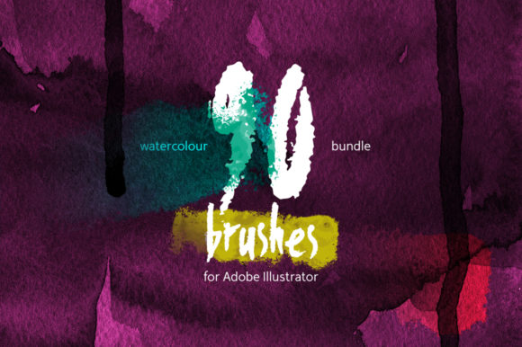 90 Watercolor Brushes Bundle for Branding