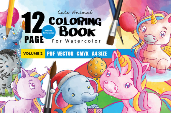Animal Coloring Book Watercolor Vol.2 and Coloring Pages Amp