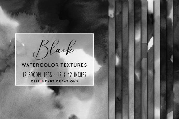 Black Watercolor Digital Papers and Backgrounds