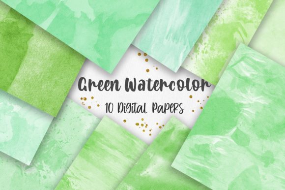 Green Watercolor Texture Digital Papers and Backgrounds