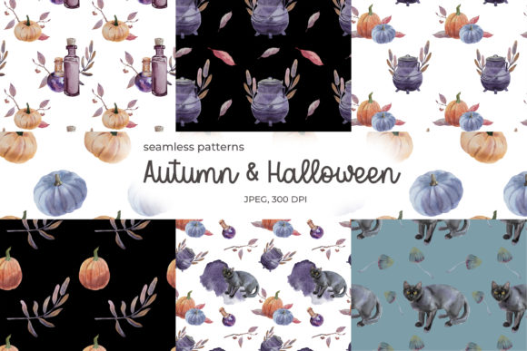 Halloween and Autumn Watercolor Seamless
