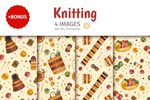 Knitting Crochet. Watercolor Patterns