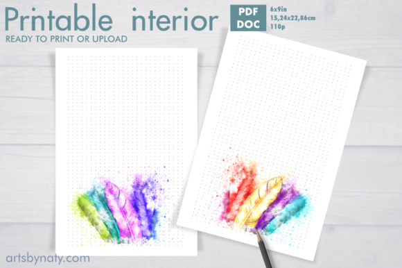Magical Watercolor Feathers KDP Bujo for Kdp Interiors