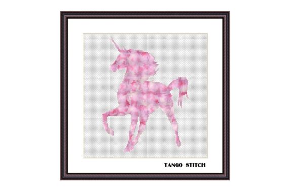 Pink Watercolor Unicorn Cross Stitch and Cross Stitch Patterns