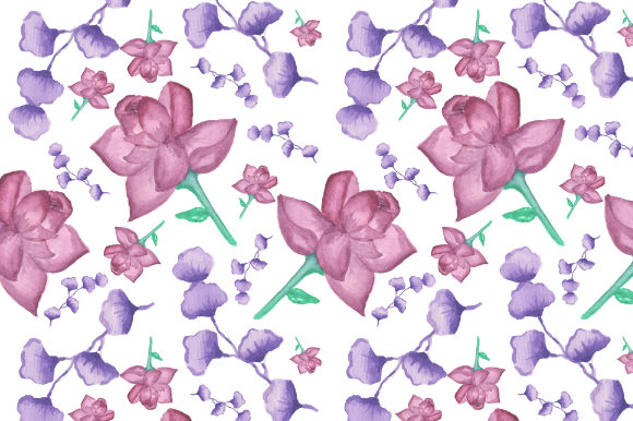 Purple Watercolor Floral Pattern & Patterns