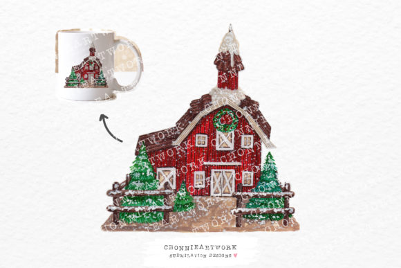 Red Barn Watercolor Clipart for Crafts