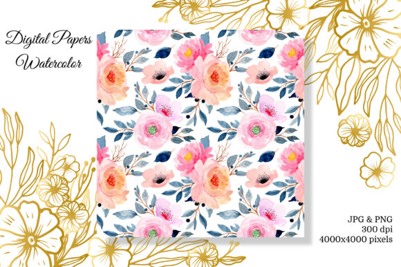 Seamless Pattern Floral Watercolor 17 and Patterns