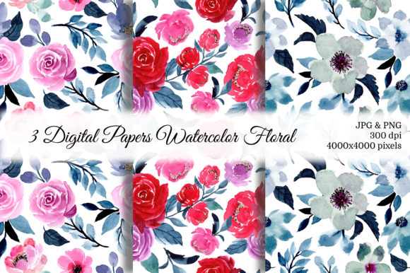 Seamless Pattern Floral Watercolor 30 and Patterns