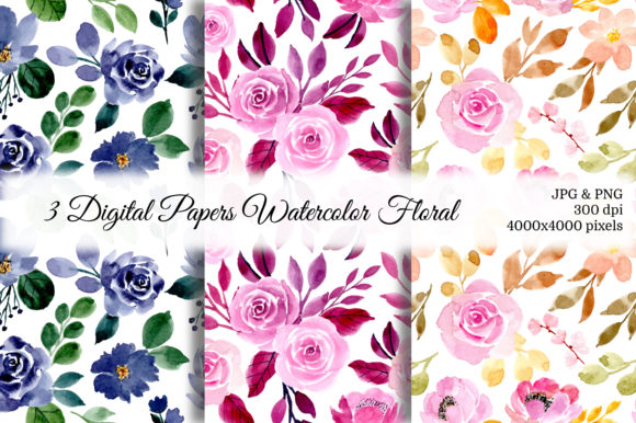Seamless Pattern Floral Watercolor 33 and Patterns