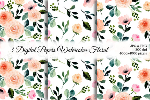 Seamless Pattern Floral Watercolor 34 and Patterns