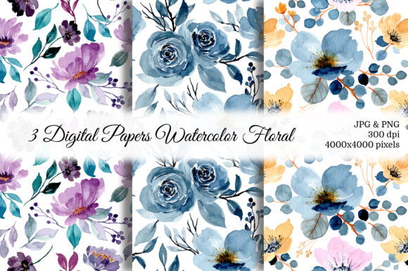 Seamless Pattern Floral Watercolor 36