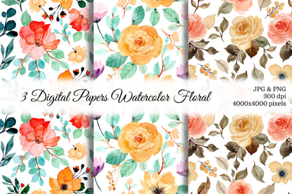 Seamless Pattern Floral Watercolor 38