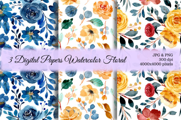 Seamless Pattern Floral Watercolor 43 and Patterns