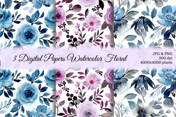 Seamless Pattern Floral Watercolor 44 and Patterns