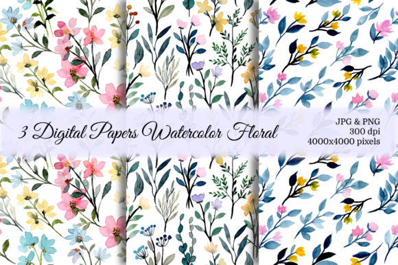 Seamless Pattern Floral Watercolor 48