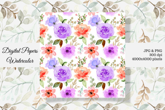 Seamless Pattern Floral Watercolor 5 and Patterns
