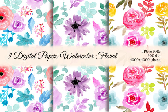 Seamless Pattern Floral Watercolor 53