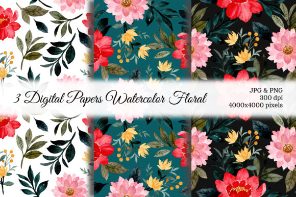 Seamless Pattern Floral Watercolor 54 and Patterns