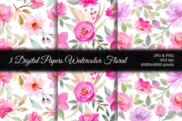 Seamless Pattern Floral Watercolor 63 and Patterns