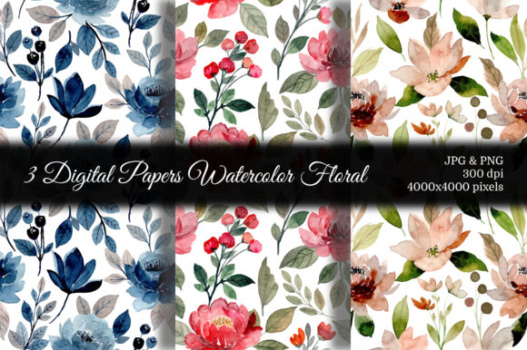 Seamless Pattern Floral Watercolor 69 and Patterns