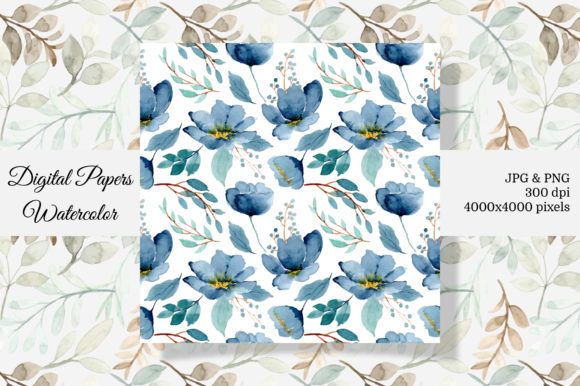 Seamless Pattern Floral Watercolor 7 and Patterns