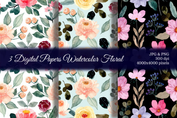 Seamless Pattern Floral Watercolor 72