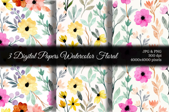 Seamless Pattern Floral Watercolor 73 and Patterns