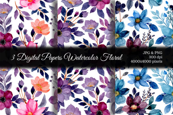 Seamless Pattern Floral Watercolor 79