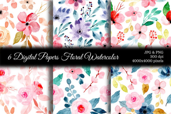 Seamless Pattern Floral Watercolor 93 and Patterns