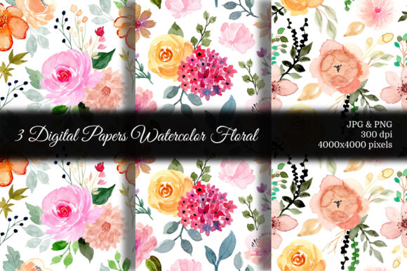 Seamless Pattern Floral Watercolor 95 and Patterns