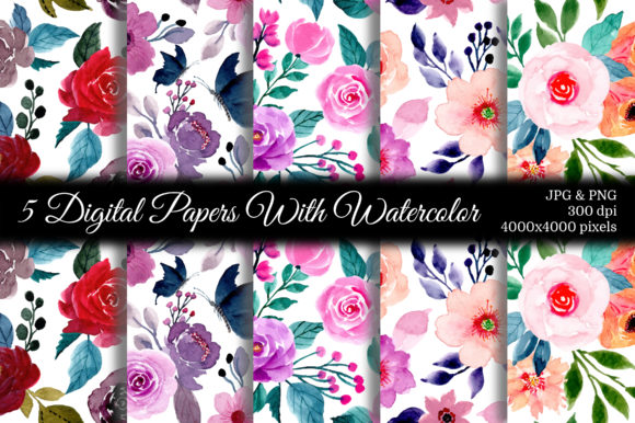 Seamless Pattern Floral Watercolor 97 and Patterns