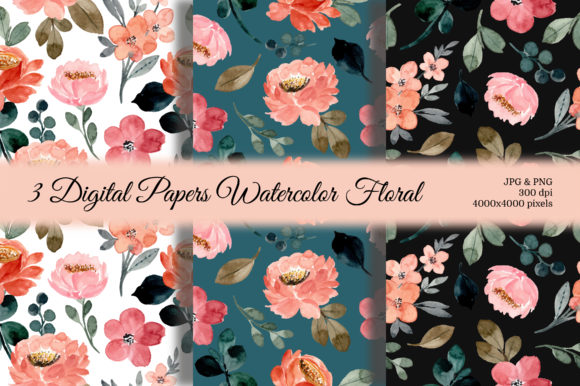 Seamless Pattern Floral Watercolor 98 and Patterns