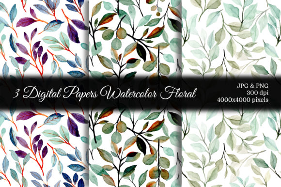 Seamless Pattern Leaves Watercolor 11 and Patterns