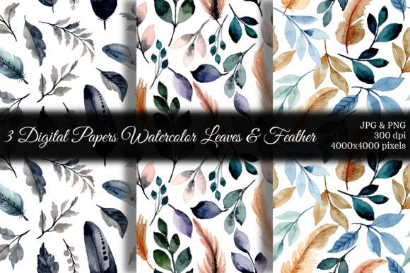 Seamless Pattern Leaves Watercolor 12 and Patterns