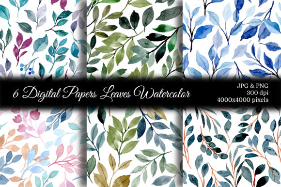 Seamless Pattern Leaves Watercolor 13