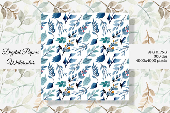 Seamless Pattern Leaves Watercolor 3 and Patterns