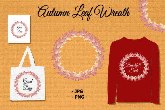 Watercolor Autumn Leaf Wreath Print Templates