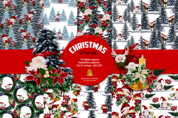 Watercolor Christmas Gnomes Patterns