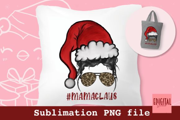 Watercolor Christmas Mama Claus PNG File for Print Templates