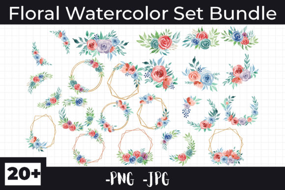 Watercolor Floral Bundle for Crafts and Small Business Branding