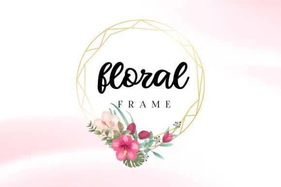 Watercolor Golden Floral Frame Template and Graphic Templates