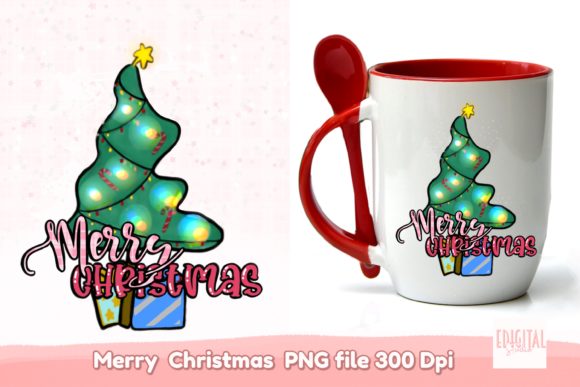 Watercolor Merry Christmas Tree PNG and Print Templates